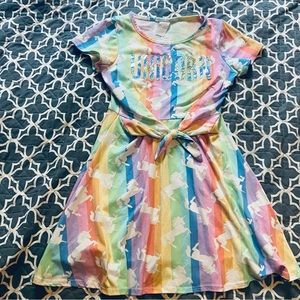 Ultra soft rainbow unicorn spring summer dress Sz 7